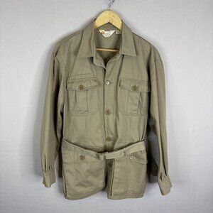 Vintage Field & Stream Safari Jacket Belted Khaki Men’s M Made in Korea